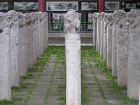 Horse hitching stakes at the Stelae Museum