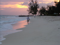 Dover beach at sunset.