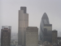 Tower 42 and 30 St. Mary Axe, the Gherkin, seen from St. Paul’s Cathedral