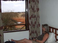 Margaret in our room at Ngutuni Lodge