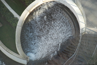 Water feature near Canada Place, from above