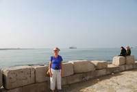 Margaret at the entrance to the Suez Canal