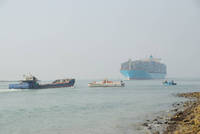 Container ship entering the Suez Canal
