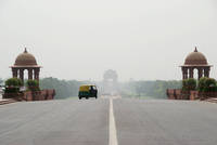 India Gate and auto-rickshaw