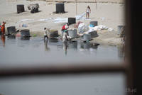 Washing clothes in the Yamuna river, Agra