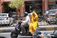 On the ’phone, side saddle, on Johari Bazaar, Jaipur