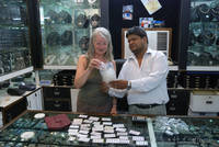 Margaret at jewelers near Tripolia Bazaar