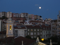 View at night over Anjos church from Lisbon City hotel