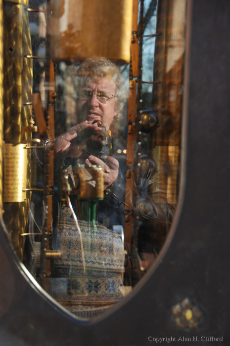 Reflection in the steam clock