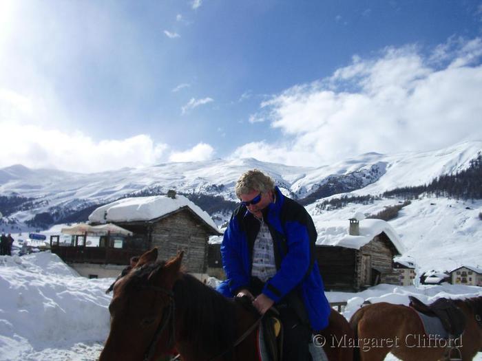 Alan on a horse in Livigno